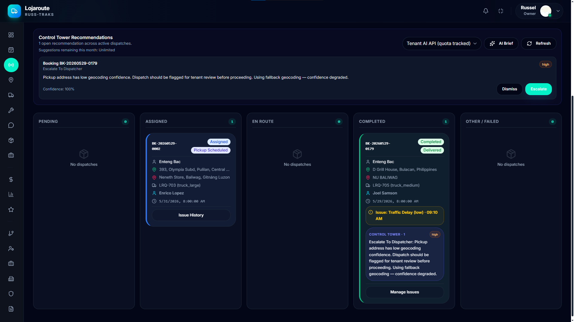 LojaRoute Showcase - Web Dashboard — Slide 3